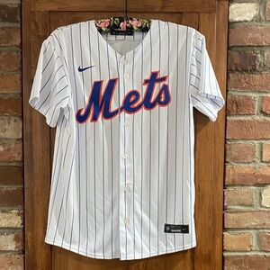 Nike White and Blue Mets Jersey
